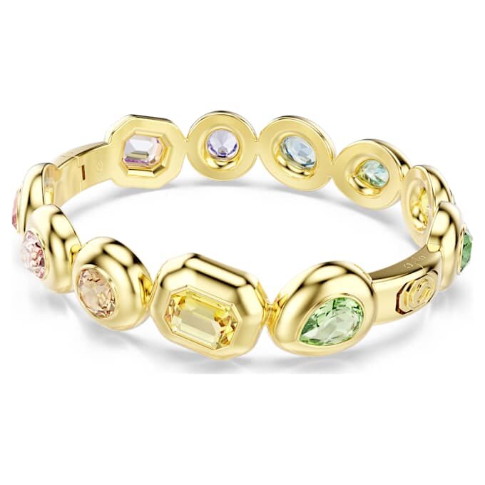 Gema Bangle Mixed Cuts, Multicolored, Gold-Tone Plated Gema Bangle Mixed Cuts, Multicolored, Gold-Tone Plated