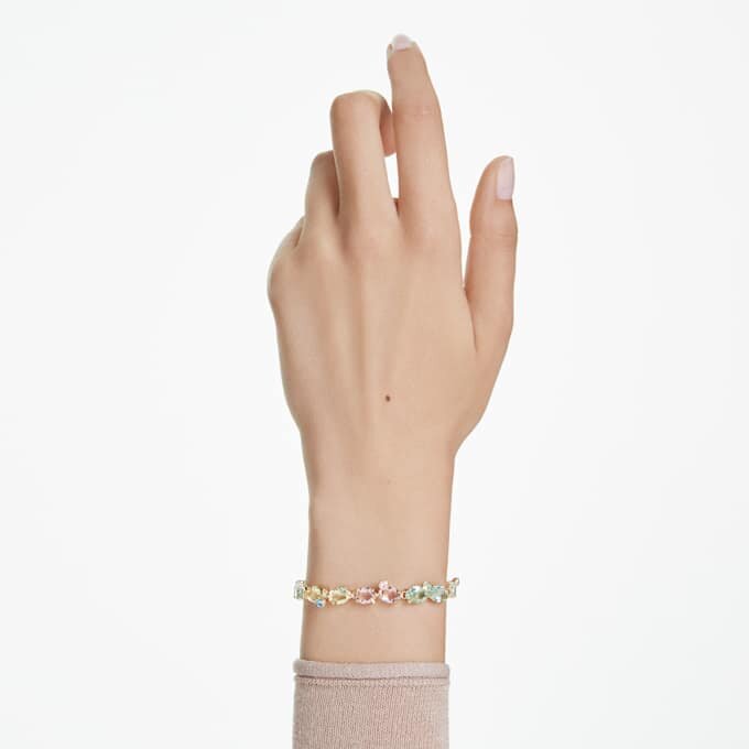 Gema Bracelet Mixed Cuts, Multicolored, Gold-Tone Plated Gema Bracelet Mixed Cuts, Multicolored, Gold-Tone Plated