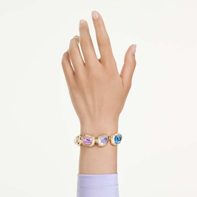 Gema Cuff Oversized Crystals, Mixed Cuts, Multicolored, Gold-Tone Plated Gema Cuff Oversized Crystals, Mixed Cuts, Multicolored, Gold-Tone Plated
