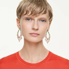 Gema Drop Earrings Mixed Cuts, Chandelier, Multicolored, Gold-Tone Plated