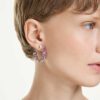 Gema Hoop Earrings Pink, Rhodium Plated Gema Hoop Earrings Pink, Rhodium Plated
