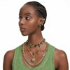 Gema Necklace Mixed Cuts, Green, Gold-Tone Plated Gema Necklace Mixed Cuts, Green, Gold-Tone Plated