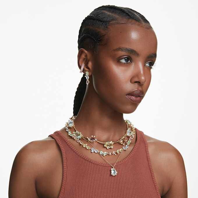 Gema Tennis Necklace Mixed Cuts, Multicolored, Gold-Tone Plated Gema Tennis Necklace Mixed Cuts, Multicolored, Gold-Tone Plated