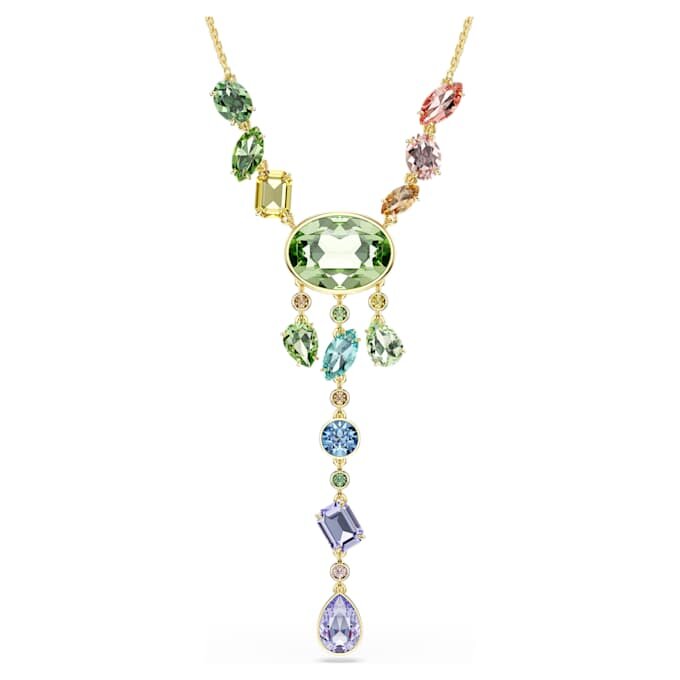 Gema Y Necklace Mixed Cuts, Multicolored, Gold-Tone Plated Gema Y Necklace Mixed Cuts, Multicolored, Gold-Tone Plated