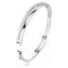 Hyperbola Bangle Round Cut, White, Rhodium Plated