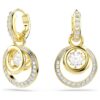 Hyperbola Drop Earrings Round Cut, White, Gold-Tone Plated