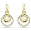 Hyperbola Drop Earrings Round Cut, White, Gold-Tone Plated
