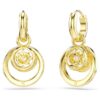 Hyperbola Drop Earrings Round Cut, White, Gold-Tone Plated