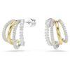 Hyperbola Hoop Earrings Mixed Cuts, Mini, White, Mixed Metal Finish