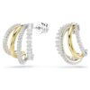 Hyperbola Hoop Earrings Mixed Cuts, Mini, White, Mixed Metal Finish