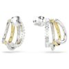 Hyperbola Hoop Earrings Mixed Cuts, Mini, White, Mixed Metal Finish