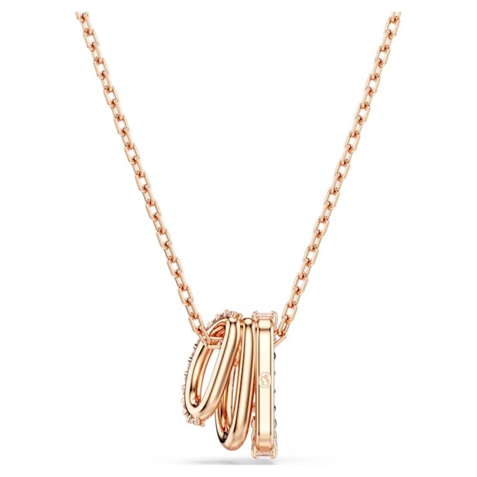 Hyperbola Pendant Mixed Cuts, White, Rose Gold-Tone Plated Hyperbola Pendant Mixed Cuts, White, Rose Gold-Tone Plated