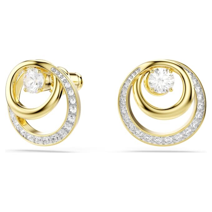 Hyperbola Stud Earrings Round Cut, White, Gold-Tone Plated Hyperbola Stud Earrings Round Cut, White, Gold-Tone Plated