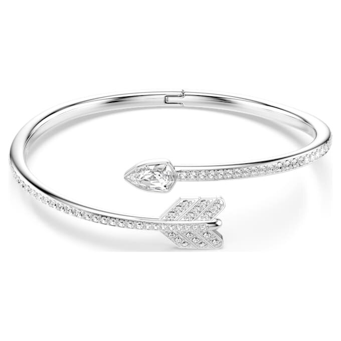 Idyllia Bangle Mixed Cuts, Arrow, White, Rhodium Plated Idyllia Bangle Mixed Cuts, Arrow, White, Rhodium Plated