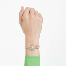 Idyllia Bracelet Mixed Cuts, Flower, Multicolored, Gold-Tone Plated