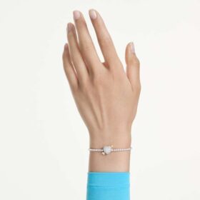 Idyllia Bracelet Mixed Cuts, Heart with Arrow, White, Rhodium Plated