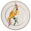 Idyllia Bread Plate Porcelain, Crystal Print Motif, Cockatoo, Multicolored
