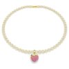 Idyllia Charm Round Cut, Heart, Pink, Gold-Tone Plated