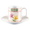 Idyllia Coffee Cup with Saucer Porcelain, Crystal Print Motif, Flower, Multicolored