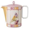 Idyllia Coffee Pot Porcelain, Crystal Print Motif, Bird, Multicolored
