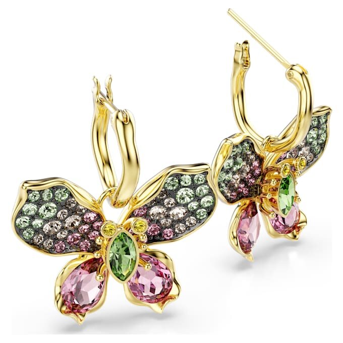 Idyllia Drop Earrings Mixed Cuts, Pavé, Butterfly, Multicolored, Gold-Tone Plated Idyllia Drop Earrings Mixed Cuts, Pavé, Butterfly, Multicolored, Gold-Tone Plated