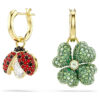 Idyllia Drop Earrings Set (3), Ladybug, Clover, Strawberry, Multicolored, Gold-Tone Plated