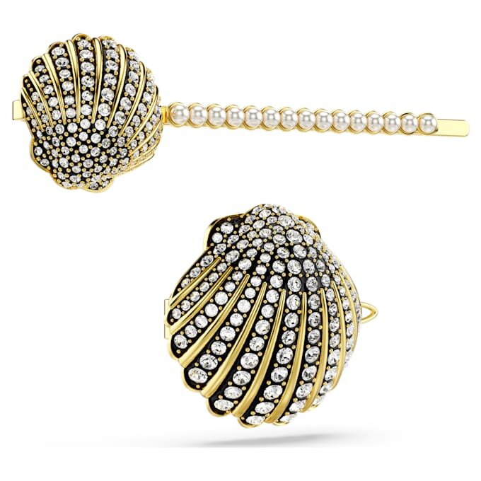 Idyllia Hair Pin Set (2), Shell, White, Mixed Metal Finish Idyllia Hair Pin Set (2), Shell, White, Mixed Metal Finish