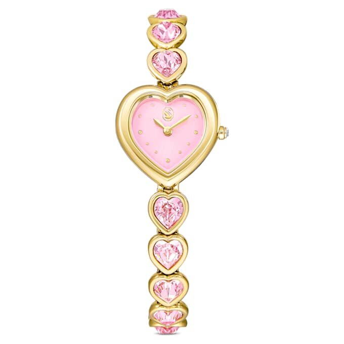 Idyllia Heart Watch Crystal Bracelet, Pink, Gold-Tone Finish Idyllia Heart Watch Crystal Bracelet, Pink, Gold-Tone Finish