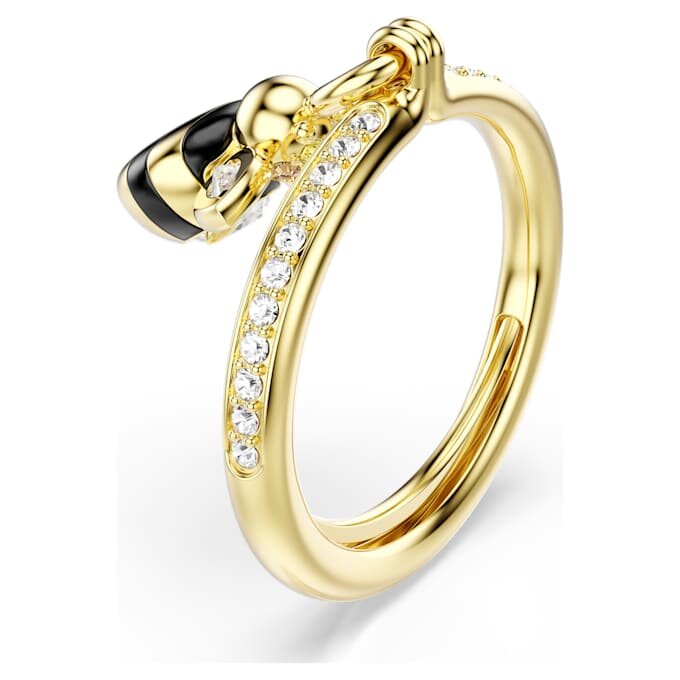 Idyllia Motif Ring Mixed Cuts, Bee, Multicolored, Gold-Tone Plated Idyllia Motif Ring Mixed Cuts, Bee, Multicolored, Gold-Tone Plated