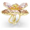 Idyllia Motif Ring Mixed Cuts, Flower, Multicolored, Gold-Tone Plated