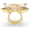 Idyllia Motif Ring Mixed Cuts, Flower, Multicolored, Gold-Tone Plated
