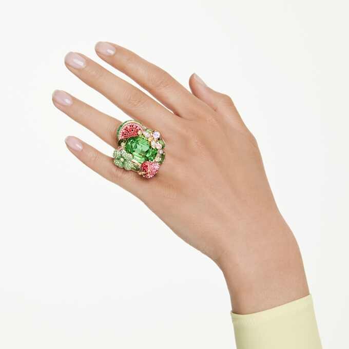 Idyllia Motif Ring Multicolored, Gold-Tone Plated Idyllia Motif Ring Multicolored, Gold-Tone Plated