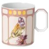 Idyllia Mug Porcelain, Crystal Print Motif, Finch, Pink