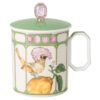 Idyllia Mug Porcelain, Crystal Print Motif, Flycatcher, Green