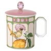 Idyllia Mug Porcelain, Crystal Print Motif, Flycatcher, Green