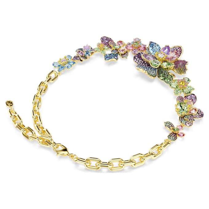 Idyllia Necklace Mixed Cuts, Pavé, Flower, Multicolored, Gold-Tone Plated Idyllia Necklace Mixed Cuts, Pavé, Flower, Multicolored, Gold-Tone Plated