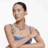 Idyllia Open Ring Mixed Cuts, Flower, Blue, Gold-Tone Plated Idyllia Open Ring Mixed Cuts, Flower, Blue, Gold-Tone Plated