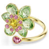 Idyllia Open Ring Mixed Cuts, Flower, Green, Gold-Tone Plated Idyllia Open Ring Mixed Cuts, Flower, Green, Gold-Tone Plated
