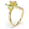 Idyllia Open Ring Mixed Cuts, Flower, Green, Gold-Tone Plated Idyllia Open Ring Mixed Cuts, Flower, Green, Gold-Tone Plated