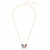 Idyllia Pendant and Brooch Mixed Cuts, Pavé, Butterfly, Multicolored, Gold-Tone Plated Idyllia Pendant and Brooch Mixed Cuts, Pavé, Butterfly, Multicolored, Gold-Tone Plated