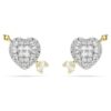 Idyllia Stud Earrings Mixed Cuts, Heart with Arrow, White, Mixed Metal Finish