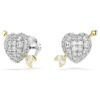 Idyllia Stud Earrings Mixed Cuts, Heart with Arrow, White, Mixed Metal Finish