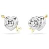 Idyllia Stud Earrings Mixed Cuts, Heart with Arrow, White, Mixed Metal Finish