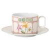 Idyllia Teacup with Saucer Porcelain, Crystal Print Motif, Bouquet, Multicolored