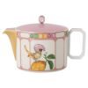 Idyllia Teapot Porcelain, Crystal Print Motif, Bird, Multicolored