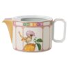 Idyllia Teapot Porcelain, Crystal Print Motif, Bird, Multicolored