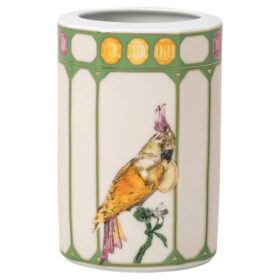 Idyllia Vase Porcelain, Crystal Print Motif, Cockatoo, Small, Multicolored