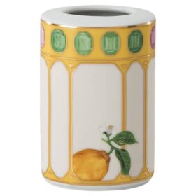 Idyllia Vase Porcelain, Crystal Print Motif, Flower, Yellow