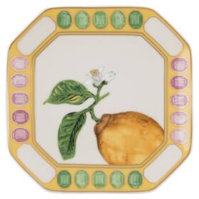 Idyllia Vide Poche Porcelain, Crystal Print Motif, Lemon, Yellow Idyllia Vide Poche Porcelain, Crystal Print Motif, Lemon, Yellow