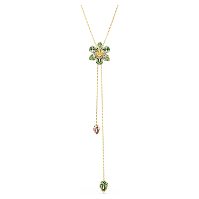 Idyllia Y Pendant Mixed Cuts, Flower, Multicolored, Gold-Tone Plated Idyllia Y Pendant Mixed Cuts, Flower, Multicolored, Gold-Tone Plated